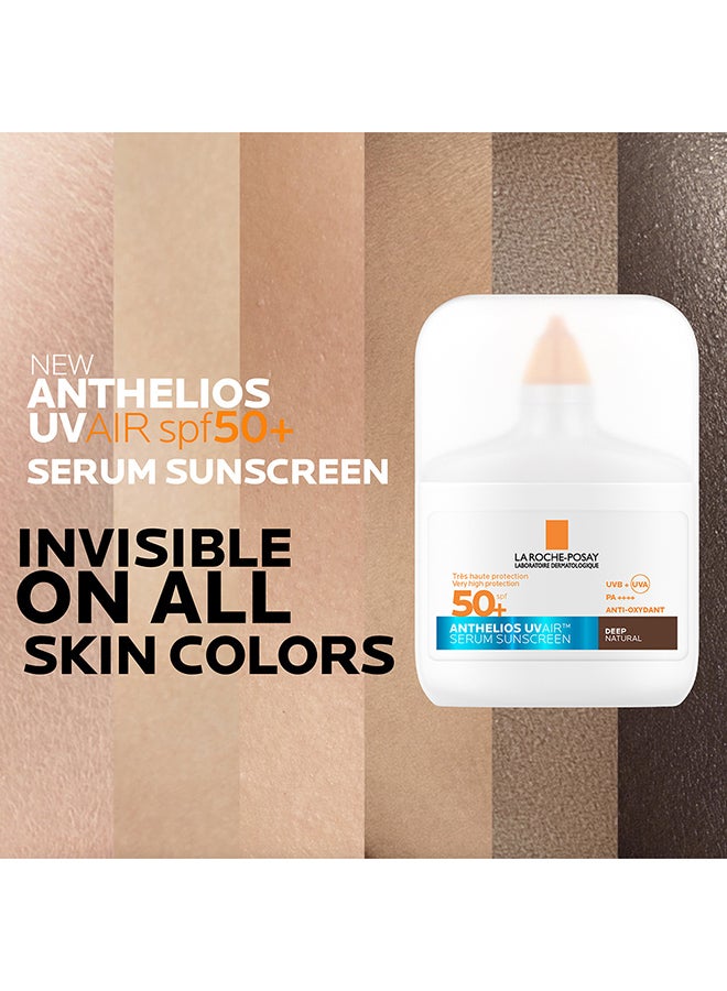 La Roche-Posay Anthelios UVAir Deep Natural Shade Sunscreen Serum SPF 50+ with Niacinamide; Daily Facial Sunblock for Men/Women; Light as Air Texture with Invisible Finish for All Skin Types 50ML - Image 4