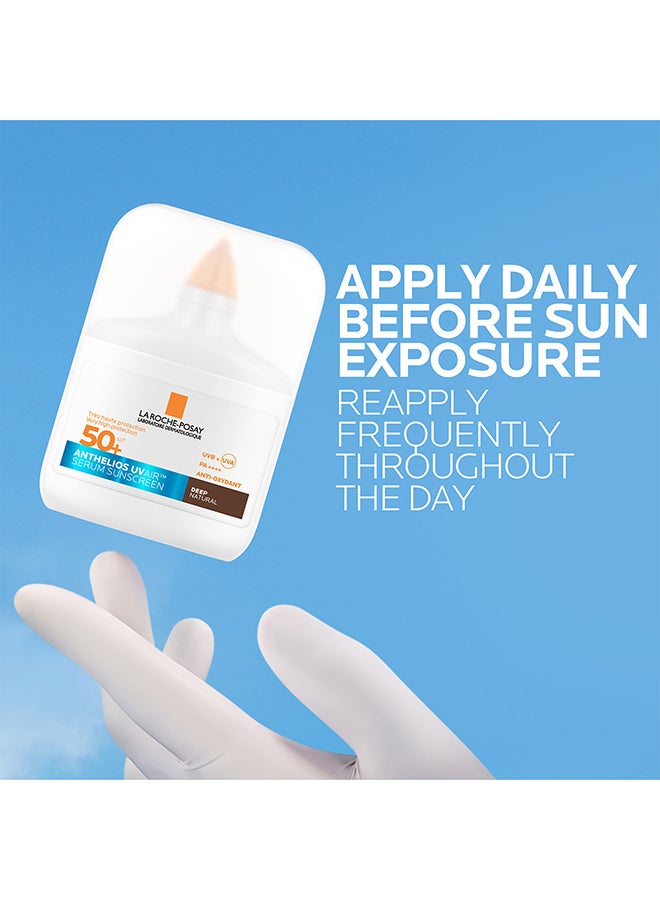 La Roche-Posay Anthelios UVAir Deep Natural Shade Sunscreen Serum SPF 50+ with Niacinamide; Daily Facial Sunblock for Men/Women; Light as Air Texture with Invisible Finish for All Skin Types 50ML - Image 3