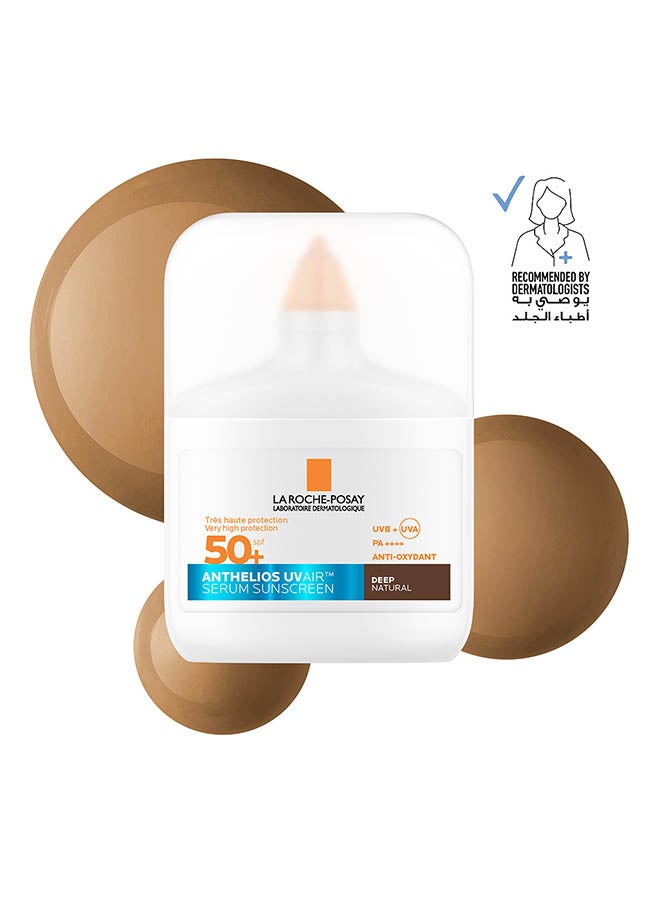 لاروش بوزيه أنثيليوس UVAir سيروم واقي الشمس لون طبيعي داكن +SPF 50 مع النياسيناميد، واقي يومي للوجه للرجال والنساء، قوام خفيف كالهواء بلمسة نهائية غير مرئية لجميع أنواع البشرة، 50 مل - Image 1