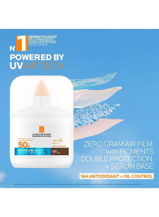 لاروش بوزيه أنثيليوس UVAir سيروم واقي الشمس لون طبيعي داكن +SPF 50 مع النياسيناميد، واقي يومي للوجه للرجال والنساء، قوام خفيف كالهواء بلمسة نهائية غير مرئية لجميع أنواع البشرة، 50 مل - Image 5