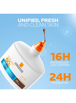 لاروش بوزيه أنثيليوس UVAir سيروم واقي الشمس لون طبيعي داكن +SPF 50 مع النياسيناميد، واقي يومي للوجه للرجال والنساء، قوام خفيف كالهواء بلمسة نهائية غير مرئية لجميع أنواع البشرة، 50 مل - view 3