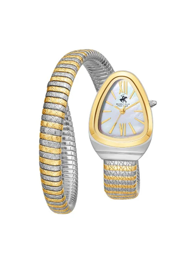 بيفرلي هيلز بولو كلوب BEVERLY HILLS POLO CLUB BP3747C.220 Women's Analog Display Watch & Metal Strap Silver/Gold