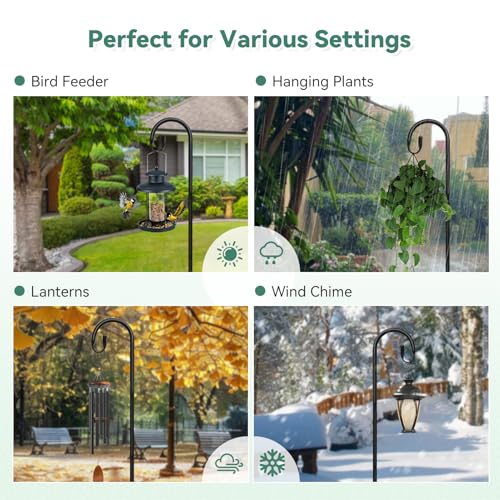 EGOMYRON 63" Adjustable Shepherds Hooks Stand for Wind Chimes, Hummingbird Feeders, Lanterns, Hanging Plant Stand Indoor Outdoor Patio Garden - Image 4