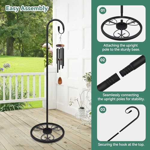 EGOMYRON 63" Adjustable Shepherds Hooks Stand for Wind Chimes, Hummingbird Feeders, Lanterns, Hanging Plant Stand Indoor Outdoor Patio Garden - Image 5