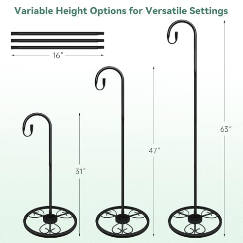 EGOMYRON 63" Adjustable Shepherds Hooks Stand for Wind Chimes, Hummingbird Feeders, Lanterns, Hanging Plant Stand Indoor Outdoor Patio Garden - Image 3
