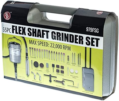 SE Flex Shaft Grinder Powerful Rotary Tool Kit Foot Pedal Control Drilling Polishing Carving Multifunction Metalworking Tools Set of 55 Pcs - Image 4