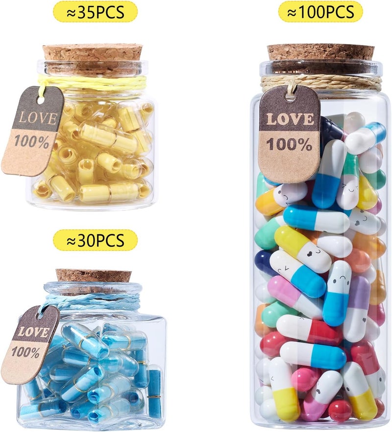 Tintnut Valentines Love Capsule Letters Romantic Yellow Paper Love Message Pills in Glass Bottles Love Letter Cute Secret Letters with Gold Metal Rings Birthday Gift for Boyfriend/girlfriend - Image 4