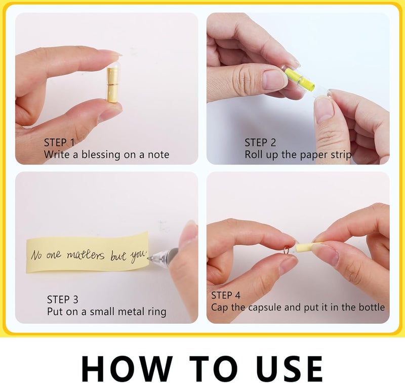 Tintnut Valentines Love Capsule Letters Romantic Yellow Paper Love Message Pills in Glass Bottles Love Letter Cute Secret Letters with Gold Metal Rings Birthday Gift for Boyfriend/girlfriend - Image 3