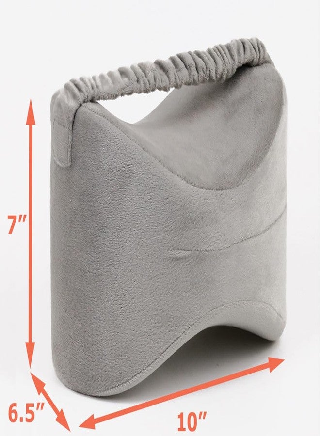 Tektrum Orthopedic Knee Pillow for Sciatica Relief, Back Pain, Leg Pain, Hip pain, Joint Pain, Pregnancy, Spine Alignment - Memory Foam Wedge Contour with Washable Cover and Leg Strap, Grey Color - Image 2