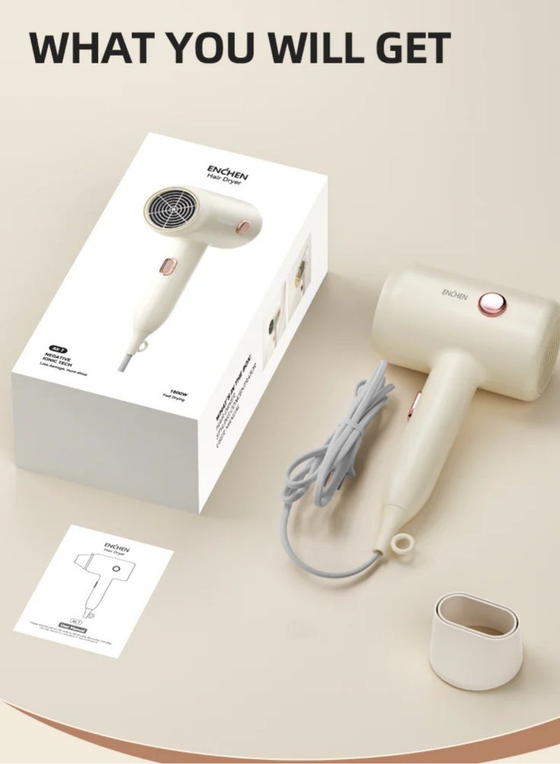 Hair Dryer – 1800W Powerful Blow Dryer for Women, 3 Heat Settings, Negative Ion Technology, Hanging Hook, Lightweight Hair Styler, Air 7