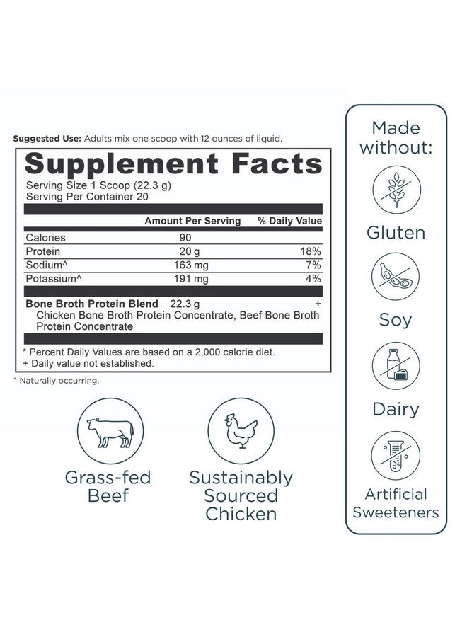 Ancient Nutrition Protein Powder Made from Real Bone Broth, Unflavored, 20g Protein Per Serving, 20 Serving Tub, Gluten Free Hydrolyzed Collagen Peptides Supplement - Image 1