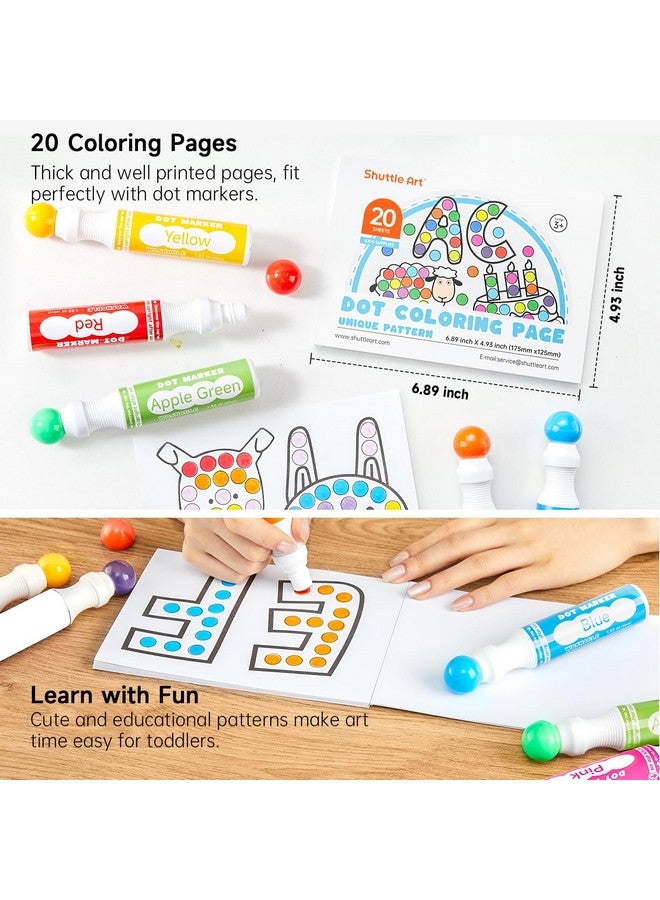 Shuttle Art Dot Makers, 12 Colors Bingo Daubers with 20 Unique Patterns of Dot Book for Toddler Art Activities, Non-Toxic Washable Coloring Markers for Preschool Kids Learning - Image 4