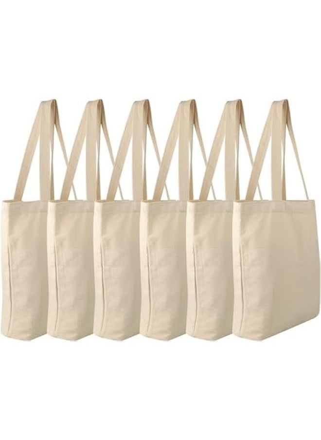 HOOKOR 6 Pcs Canvas Tote Bags,Heavy Duty and Strong Easter Hunter Bag Shopping Grocery Bag Blank Cotton Bags for Decorating Crafts DIY,Painting  - Image 1