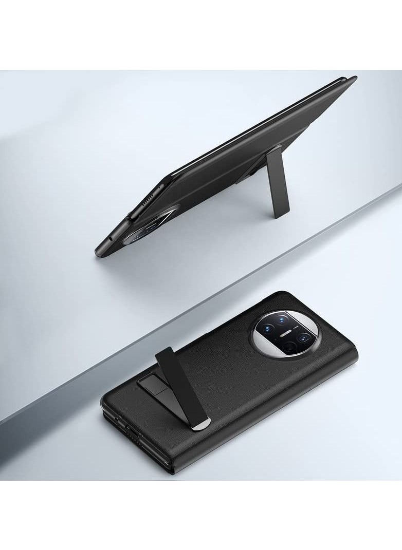 Huawei Mate X3 Case Luxury Premium Leather Smart Touch Silde Window View Flip Cover with Bracket for Mate X3