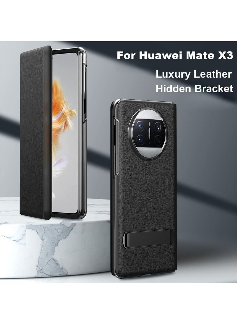 Huawei Mate X3 Case Luxury Premium Leather Smart Touch Silde Window View Flip Cover with Bracket for Mate X3