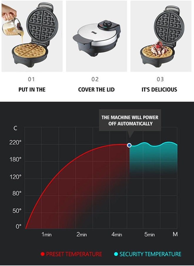 DSP Electric Waffle Maker,850W Non-Stick Plates,Adjustable Browning Control, Indicator Lights & Double-Sided Heating,Stainless Steel,KC1048  - Image 4