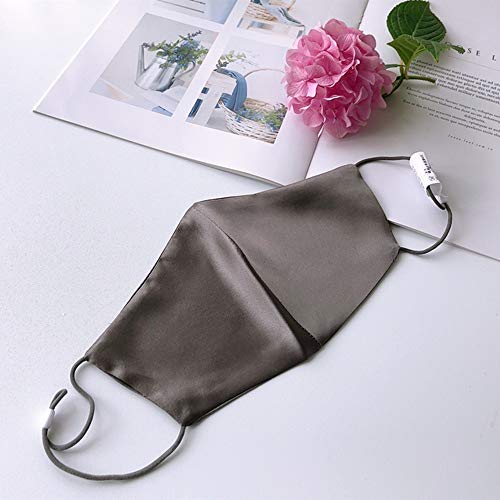 ROSEWARD Silk Face Mask for Women Grey Mask Reusable Breathable Mask for Men-Dark Gray - Image 2