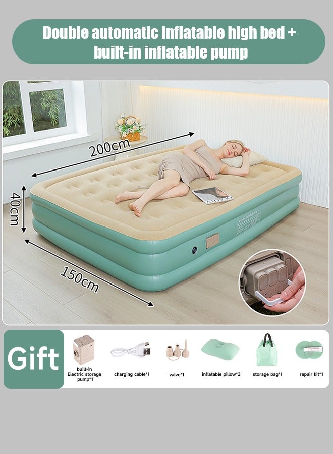 Outdoor PVC air mattress lazy person folding inflatable bed thick plush mattress portable for home use camping inflatable - Image 5