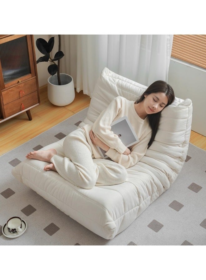Generic Lazy Sofa Chair Faux Leather High Density Sponge Video Gaming Sofa Chair, Caterpillar Sofa Balcony Bedroom Lounge Chair Single Person Chair 90 * 100 * 70cm, White - Image 2