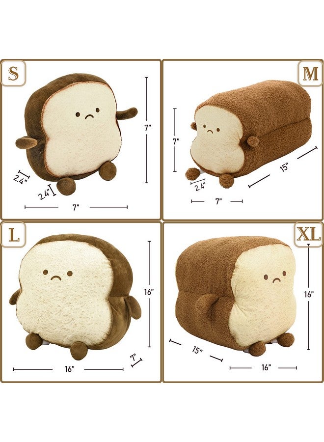 دينتران وسادة من شرائح الخبز المحمص، وسادة محشوة على شكل خبز محمص، وسادة محشوة على شكل خبز محمص ناعم مع تعبيرات وجهية، وسادة أريكة ممتعة، دمية محشوة للأطفال والكبار، هدية لديكور غرفة النوم المنزلية، مقاس 15 بوصة - Image 4