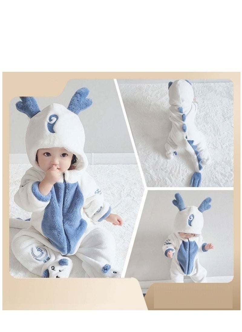 Y&D 1-Piece Children's Little White Dragon Onesie Party Costume  Cosplay Costume Baby Winter Onesies Jumpsuit  - Image 3