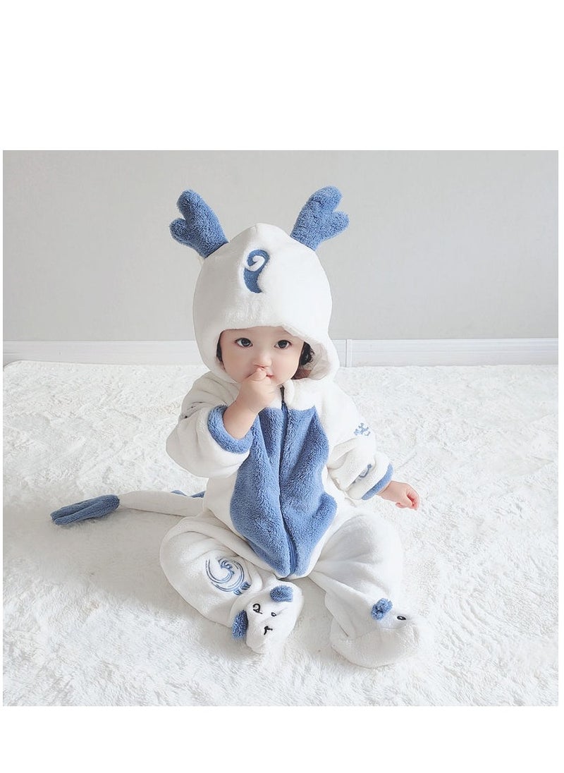 Y&D 1-Piece Children's Little White Dragon Onesie Party Costume  Cosplay Costume Baby Winter Onesies Jumpsuit  - Image 1