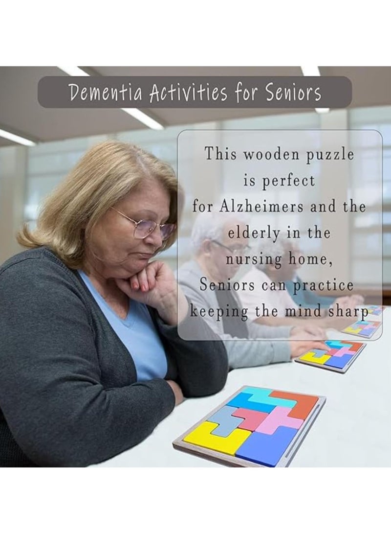 Brain Exercise Top Dementia Activities for Seniors, Wooden Puzzle Pattern Blocks, Alzheimer's Memory Games & Cognitive Gifts for Elderly, Engaging, Durable, Fun Brain Teasers for Dementia - Image 5