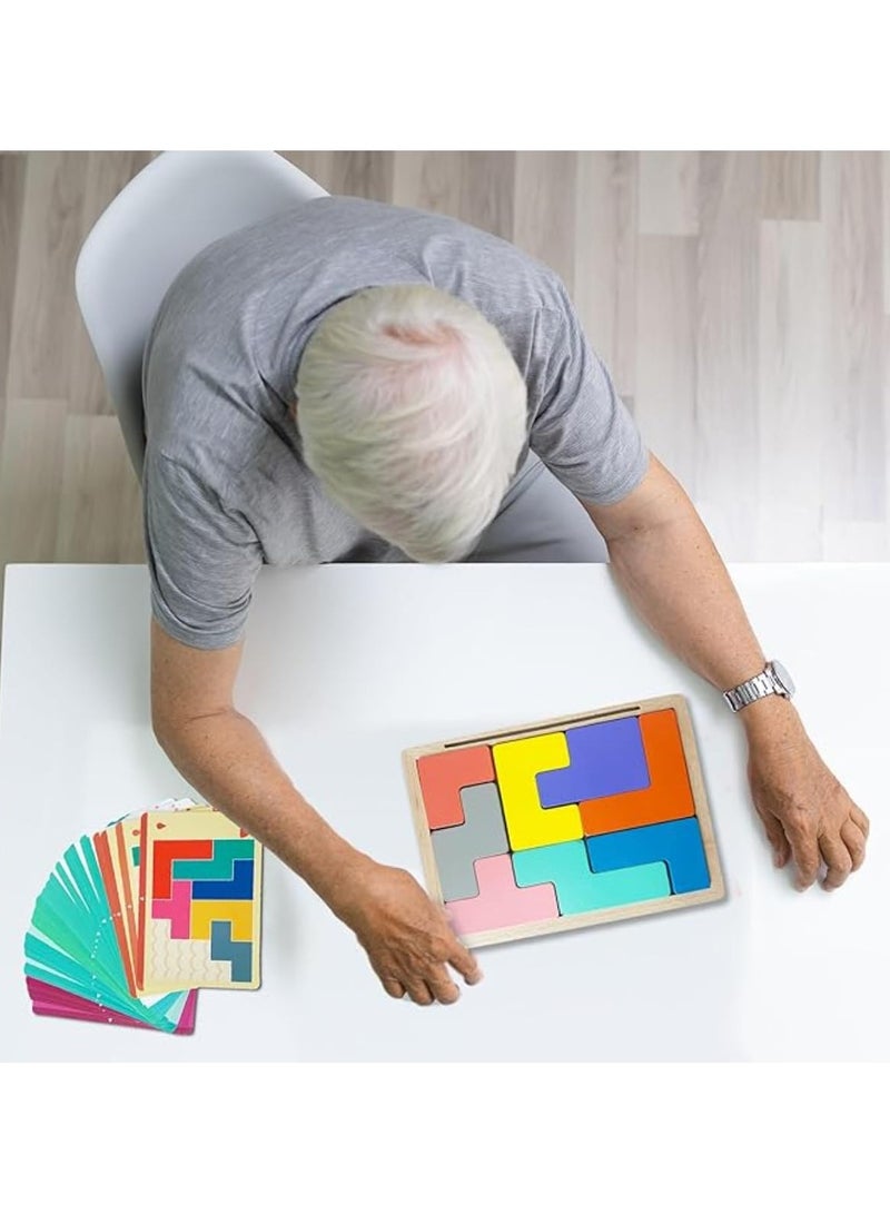 Brain Exercise Top Dementia Activities for Seniors, Wooden Puzzle Pattern Blocks, Alzheimer's Memory Games & Cognitive Gifts for Elderly, Engaging, Durable, Fun Brain Teasers for Dementia - Image 4