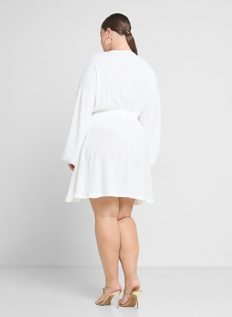 Ginger Plus White Crossover Mini Dress - Image 2