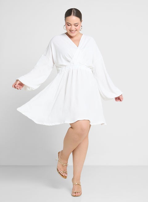 White Crossover Mini Dress