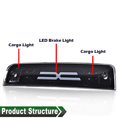 GRAND ORANGE LED 3rd Brake Light Compatible with 2009-2017 Dodge Ram 1500 / Fit 2010-2017 Dodge Ram 2500 3500 3rd Brake Light Cargo Lamp Smoke Lens Black Housing - Image 2