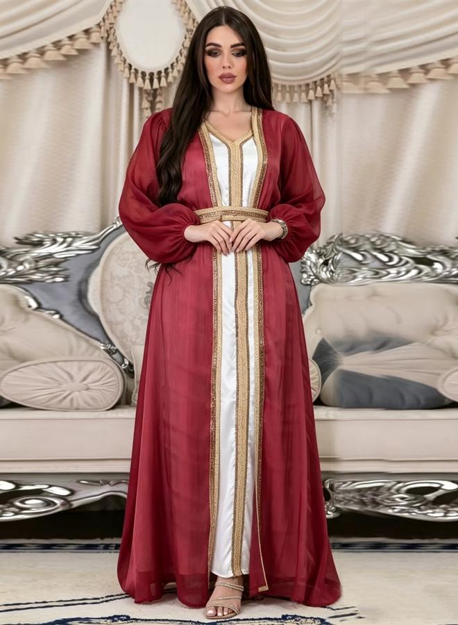 Take Two Red Belted Kaftan Dress - Image 3