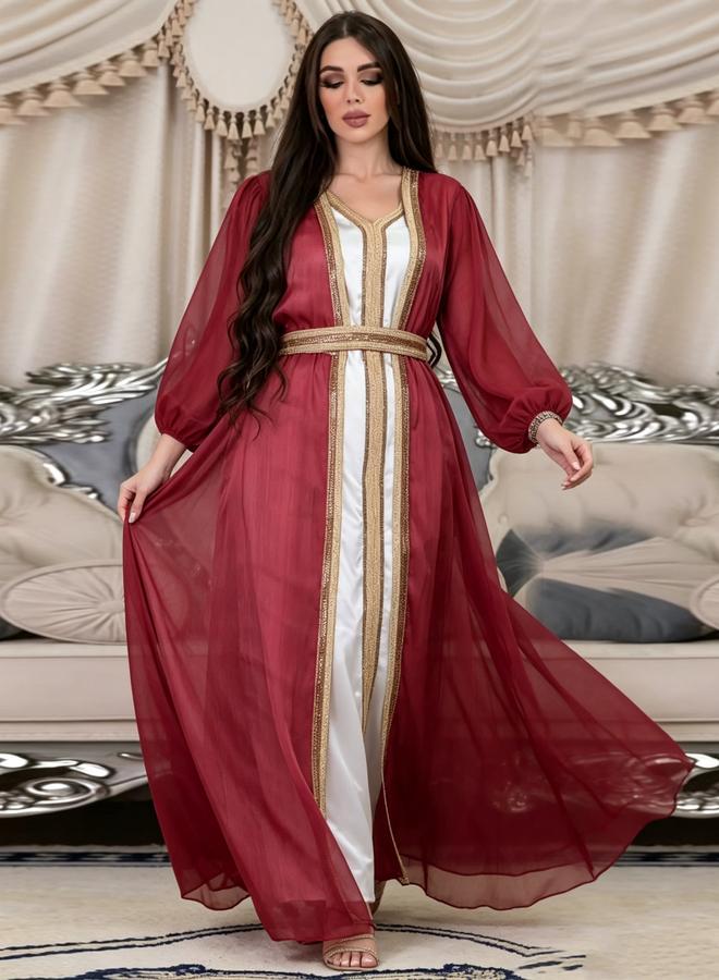 Take Two Red Belted Kaftan Dress - Image 1