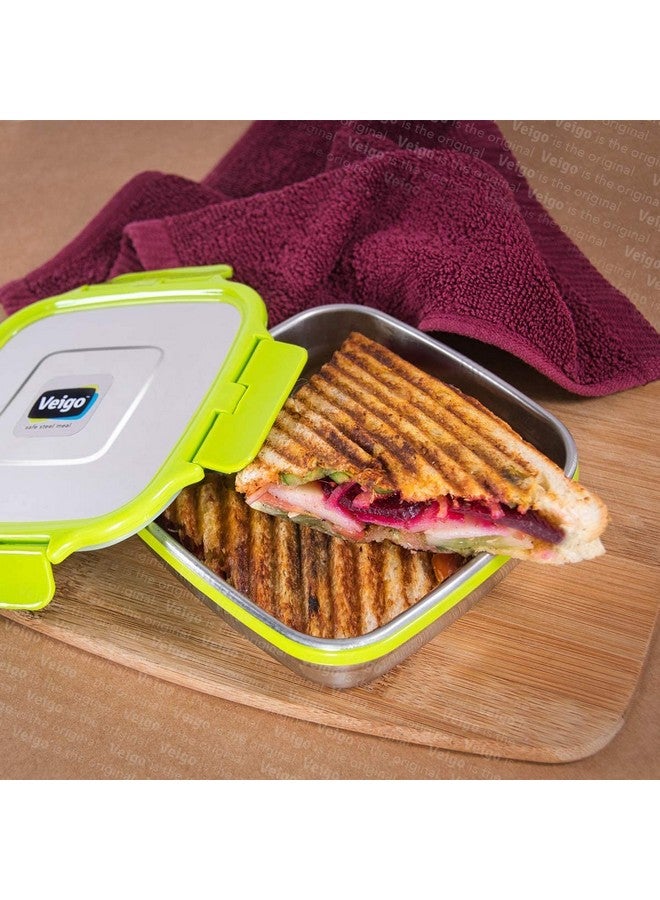 Veigo Veigo Sandwich Lunch Box Stainless Steel Premium Finish Air Tight Leak-Proof Lunch Box Sleek & Compact Easy to fit into Any Bags Perfect for School,Office & Outdoor-600ml Dark Blue  - Image 2