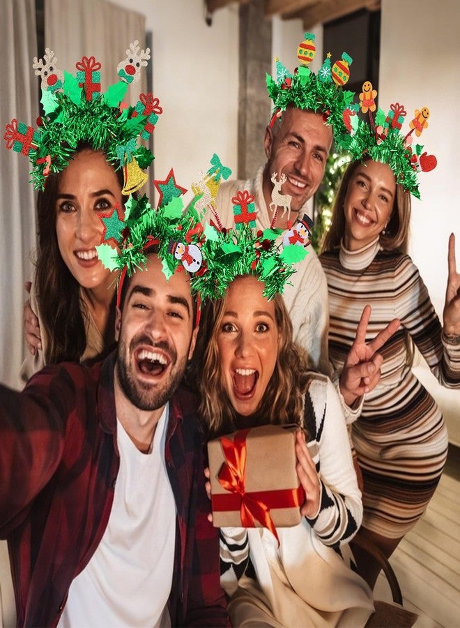 Semato 6 Pcs Funny Christmas Headbands Green Glitter Tassel Gingerbread Man Reindeer Snow Bell Hairband Decorations for Women Girls Xmas Holiday New Year Party Headwear Festival Accessories - Image 5