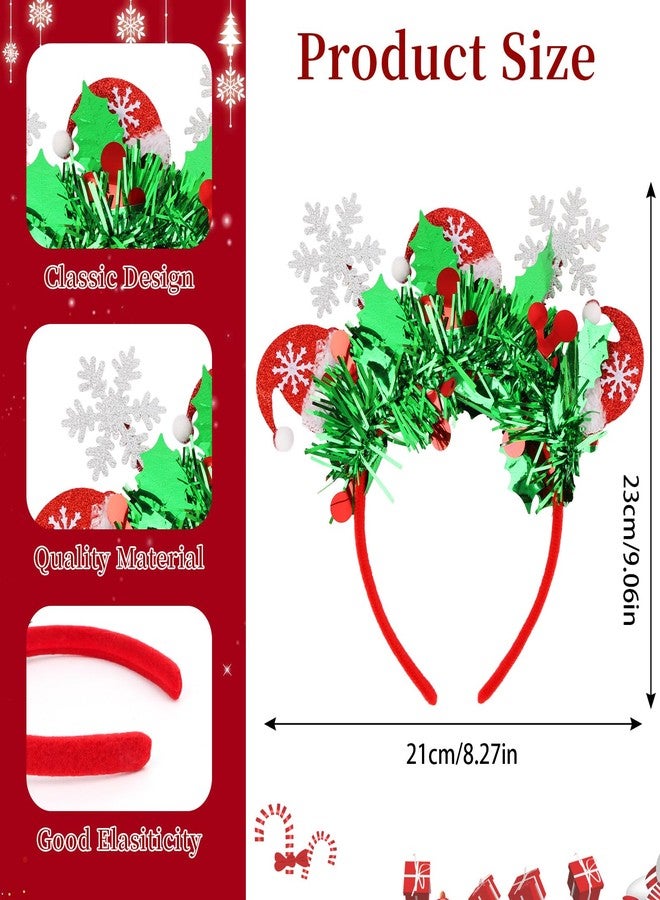 Semato 6 Pcs Funny Christmas Headbands Green Glitter Tassel Gingerbread Man Reindeer Snow Bell Hairband Decorations for Women Girls Xmas Holiday New Year Party Headwear Festival Accessories - Image 2