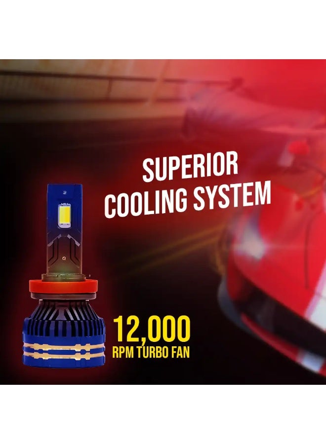 توبيز مصابيح أمامية LED H7 T19 Max الجديدة من Toby's بقوة 65 واط، 3 ألوان متغيرة (أبيض ماسي 6000 كلفن، أصفر ذهبي 3000 كلفن، أبيض دافئ 4300 كلفن) للضوء العالي أو المنخفض أو الضباب. - Image 2