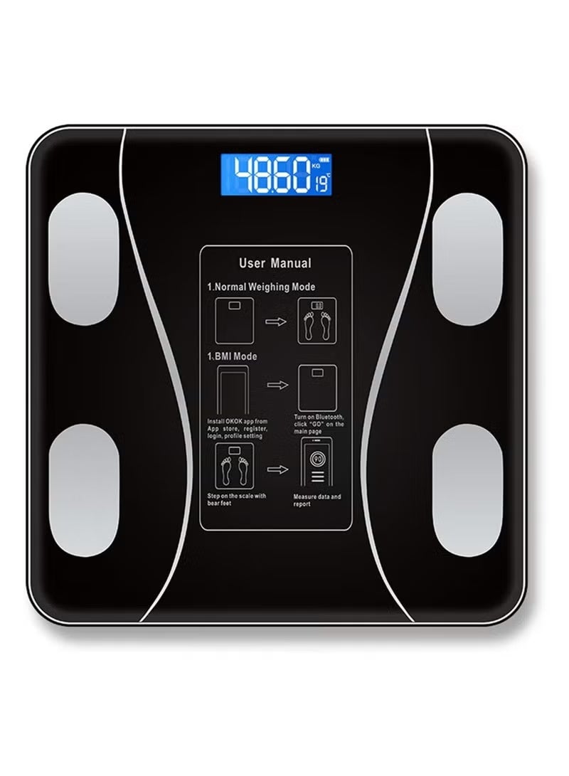 Denx Bluetooth Smart Body Weight Scale with Body Composition Analyzer, Digital Bathroom Scale, BMI, Body Fat, Muscle Mass, Water, Bone Mass, Bluetooth App Sync, High Precision Electronic Weighing Scale, Tempered Glass, Black - Image 1