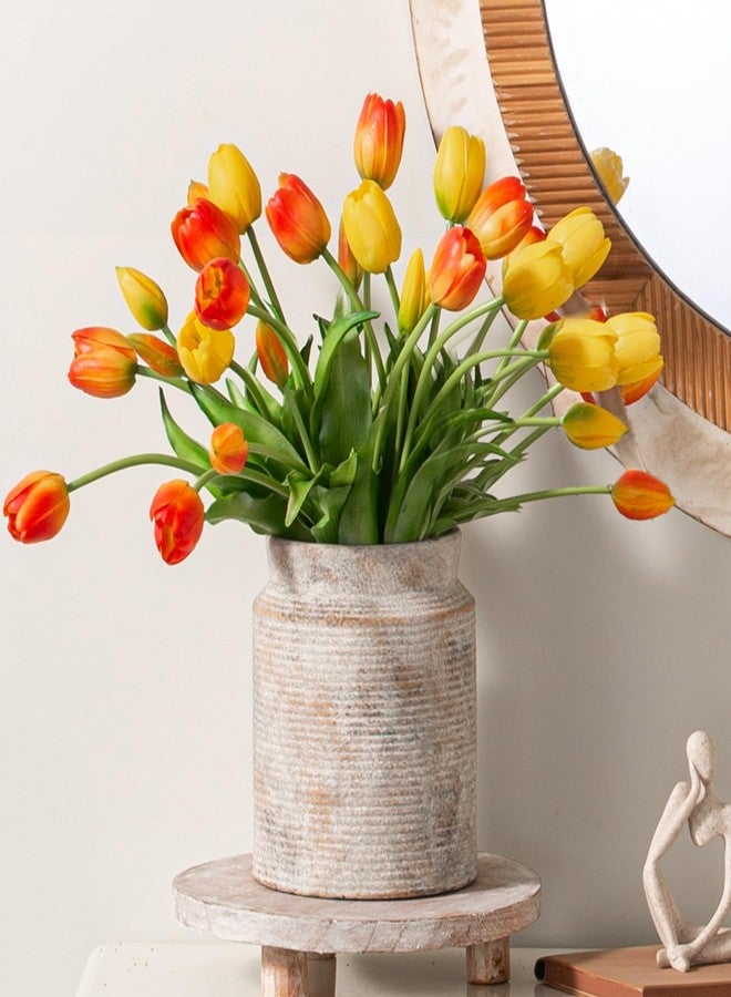Dobbyby Ceramic Flower Vase 7.5 inch Farmhouse Rustic Vase for Home Decor Handcrafted Pottery Terracotta Vases for Dining Table Decor Fireplace Living Room Bathroom Wedding Centerpiece (L-Terracotta) - Image 2