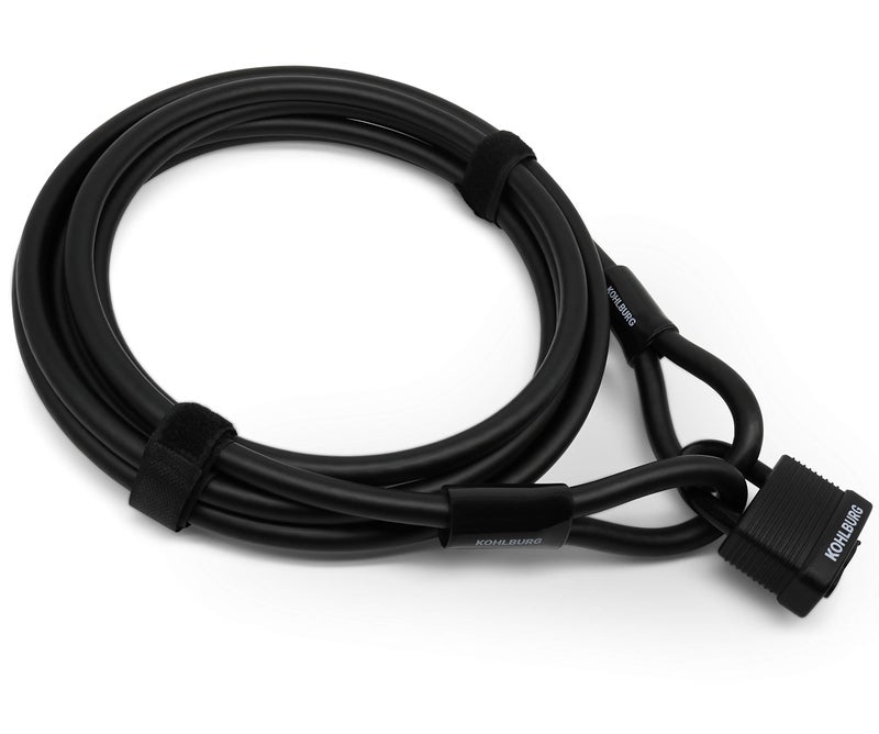 KOHLBURG Cable Lock 5 Metres Long – Lock Easily Lockable without Key – Steel Cable 5 m for Bicycle with Velcro Fasteners – Steel Cable 500 cm for Garden Furniture and as a Bicycle Lock - Image 1