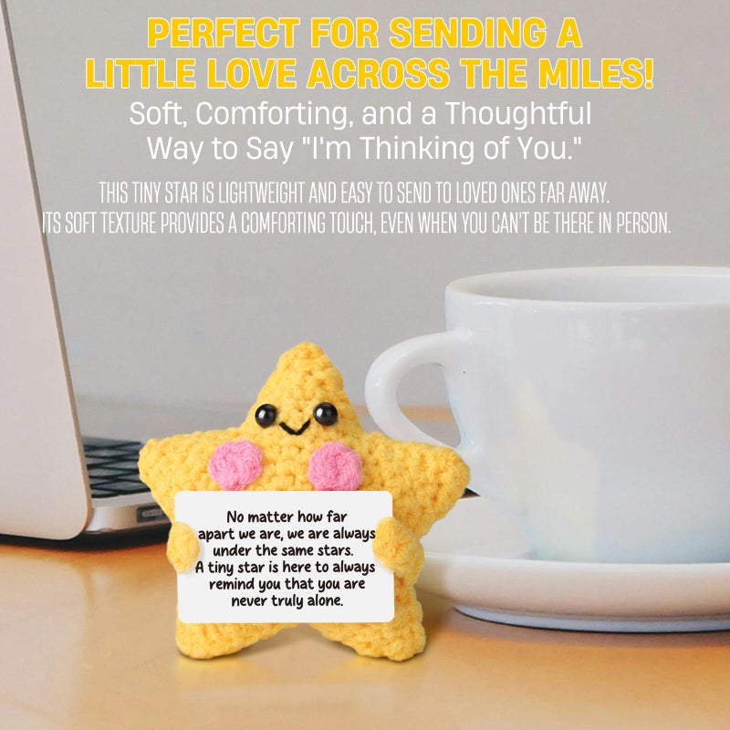 Heartfelt Gifting Crochet Yellow Star Doll Friendship Gift - Emotional Comfort Support Decor, Long Distance Relationship Moving Away Farewell Goodbye Leaving Gifts for Women Friend Couple Boyfriend Girlfriend Coworker - Image 3