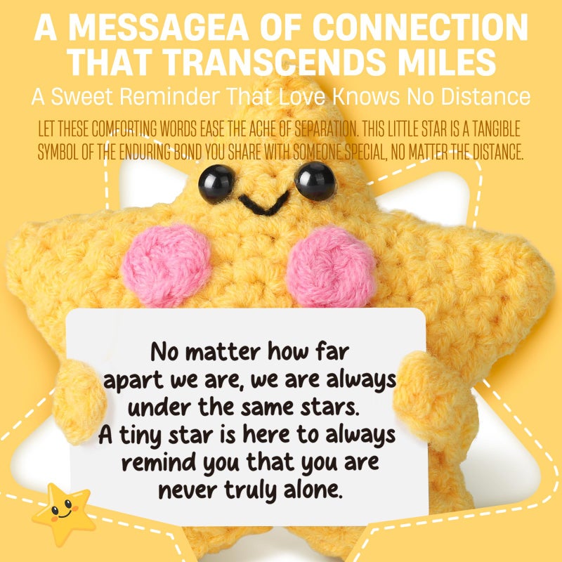 Heartfelt Gifting Crochet Yellow Star Doll Friendship Gift - Emotional Comfort Support Decor, Long Distance Relationship Moving Away Farewell Goodbye Leaving Gifts for Women Friend Couple Boyfriend Girlfriend Coworker - Image 2