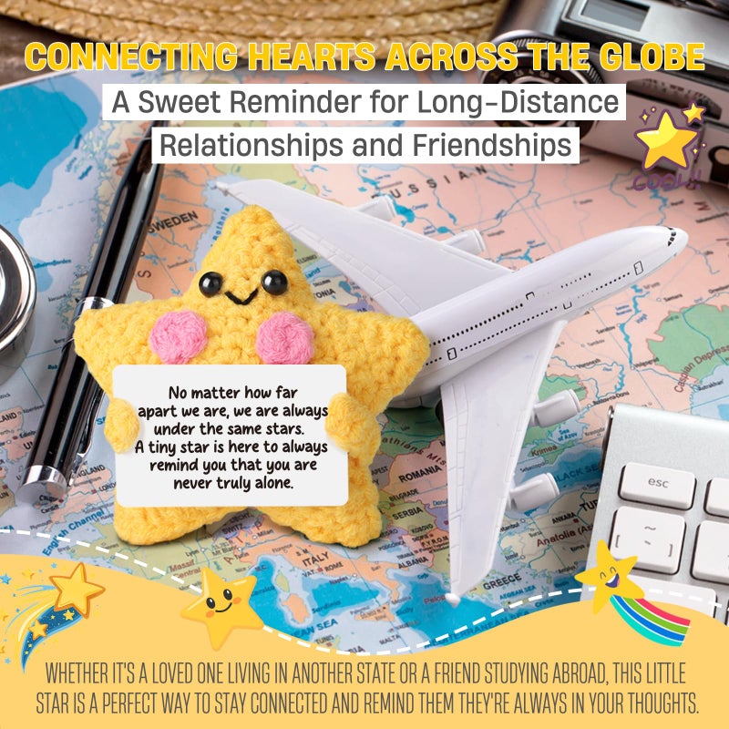 Heartfelt Gifting Crochet Yellow Star Doll Friendship Gift - Emotional Comfort Support Decor, Long Distance Relationship Moving Away Farewell Goodbye Leaving Gifts for Women Friend Couple Boyfriend Girlfriend Coworker - Image 4