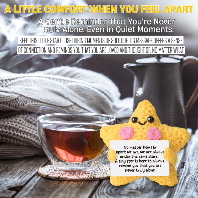 Heartfelt Gifting Crochet Yellow Star Doll Friendship Gift - Emotional Comfort Support Decor, Long Distance Relationship Moving Away Farewell Goodbye Leaving Gifts for Women Friend Couple Boyfriend Girlfriend Coworker - Image 5
