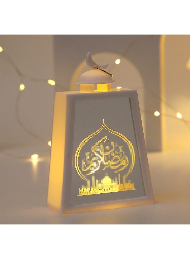 فوانيس رمضانية 2 قطعة، أضواء ديكورية رمضانية، زينة فوانيس LED بتصميم مجوف لديكور مائدة عيد رمضان - Image 5