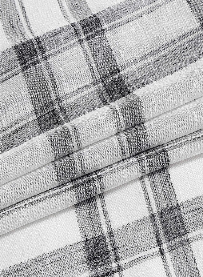 Randall Christmas Buffalo Plaid Semi Sheer Curtains for Living Room Linen-Look Geometric Light Filtering Dining Room Window Drape for Farmhouse Bedroom Study Room,Black/White,54x84 inch Long,2 Panels - Image 5