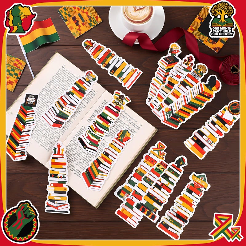 Kolldenn 150 Pcs Book Tracker Bookmarks Bulk 6.3 x 1.97 Inch Bookshelf Bookmarks Paper Tracking Bookmark Double Sided Reading Page Markers for Reading Lovers Students School (Black History Month) - Image 3