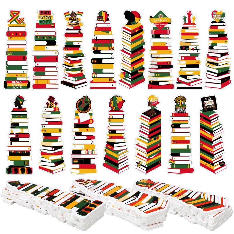 Kolldenn 150 Pcs Book Tracker Bookmarks Bulk 6.3 x 1.97 Inch Bookshelf Bookmarks Paper Tracking Bookmark Double Sided Reading Page Markers for Reading Lovers Students School (Black History Month) - Image 1