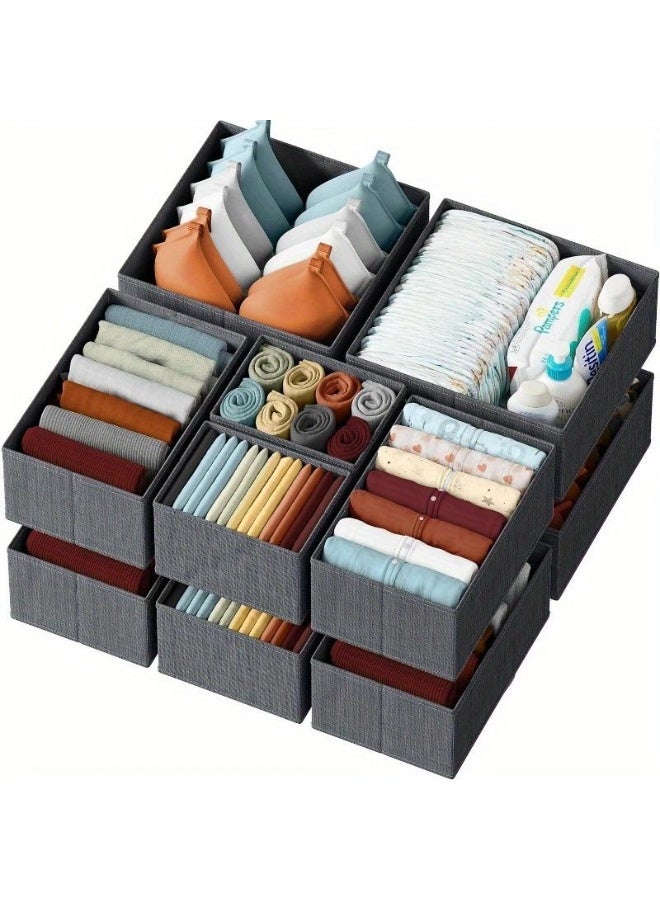 Bukela Clothes Drawer Organizer, 12-Pack Dresser Organizer Bins for Nursery, Closet Organization and Storage Dividers for Clothes, Baby Clothes, Clothing - Image 1