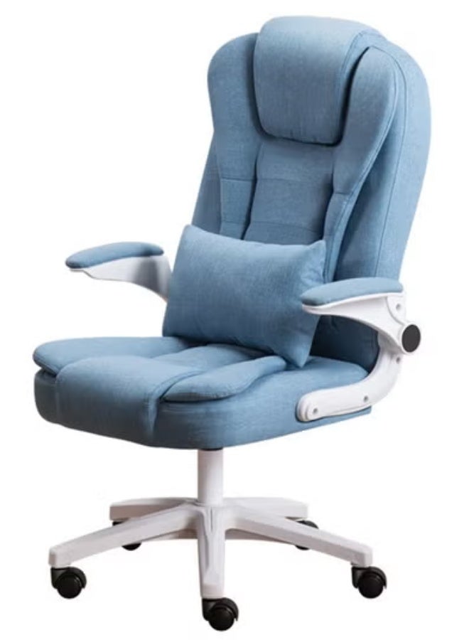 Gaming Chair with Footrest for Adults - Ergonomic Gaming Chairs with Foot Rest - Big and Tall Computer Game Chair - Fabric Reclining Video Game Chairs with Spring Cushion - Blue/Light Grey - Image 1